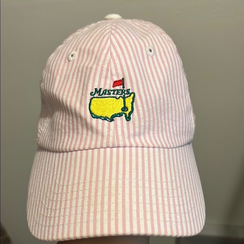 Pink Striped Cap with Embroidered Logo